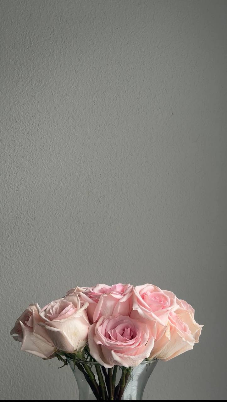 Cluster of blush roses in a vase